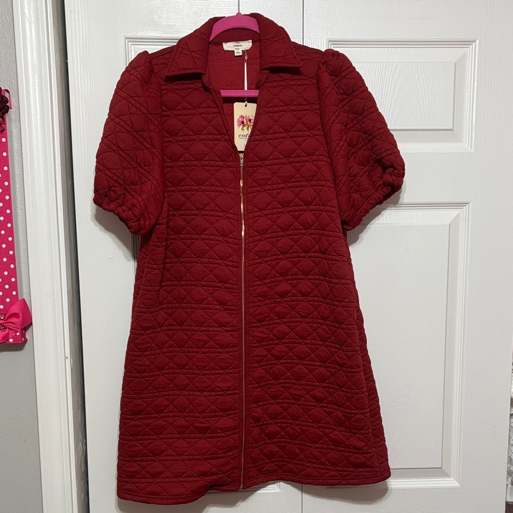 Entro Quilted Burgundy/Red Mini Dress brand new without tags